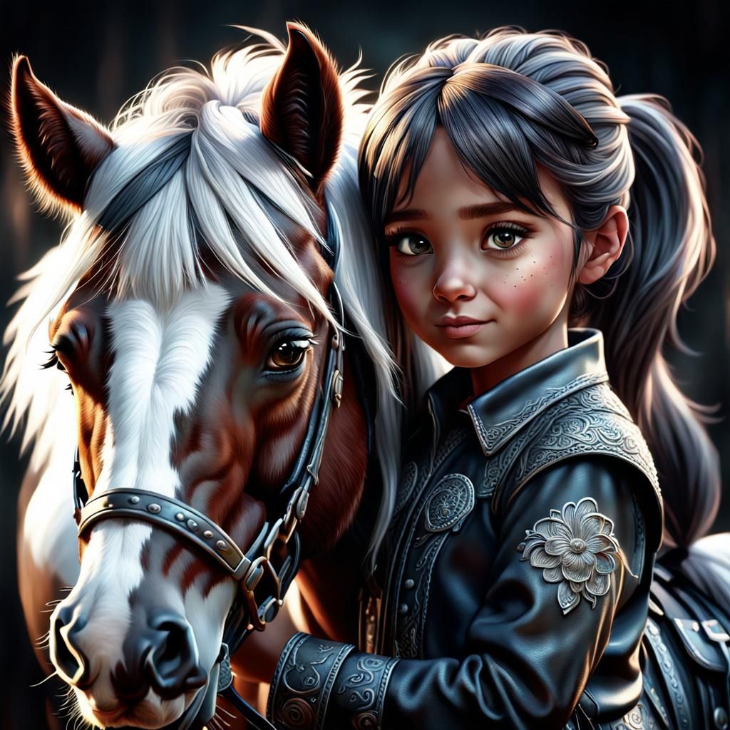 Color Portrait of Girl and her Horse - AI Generated Artwork - NightCafe ...