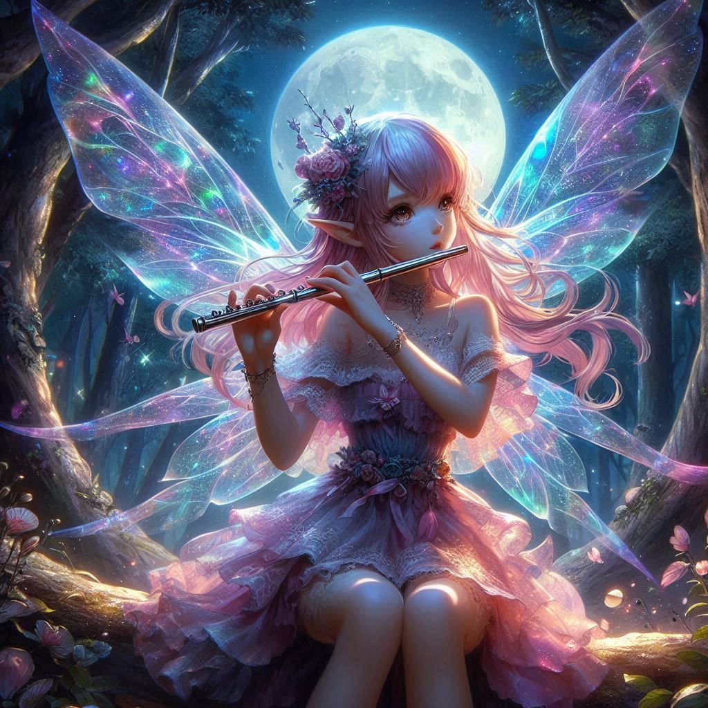 Musician Fairy in the Moonlight