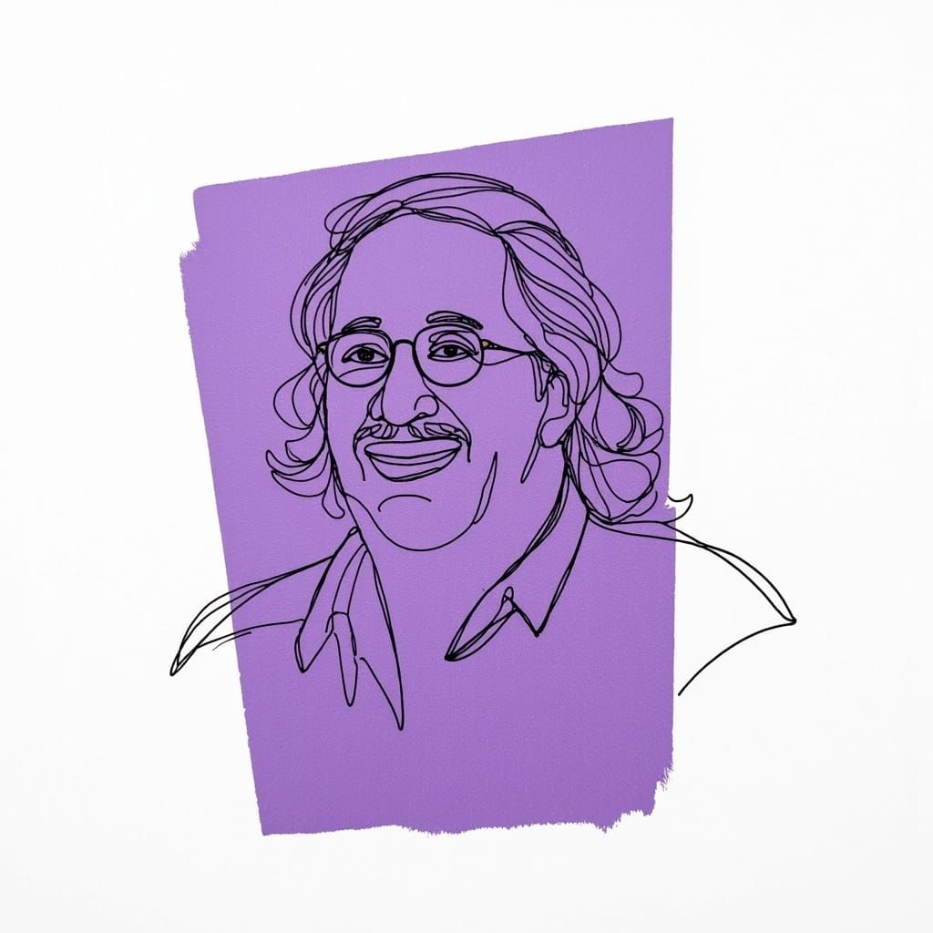  <lora:Outside The Lines:1.0> Portrait of Danny Devito, single-line drawing, purple colour swatch