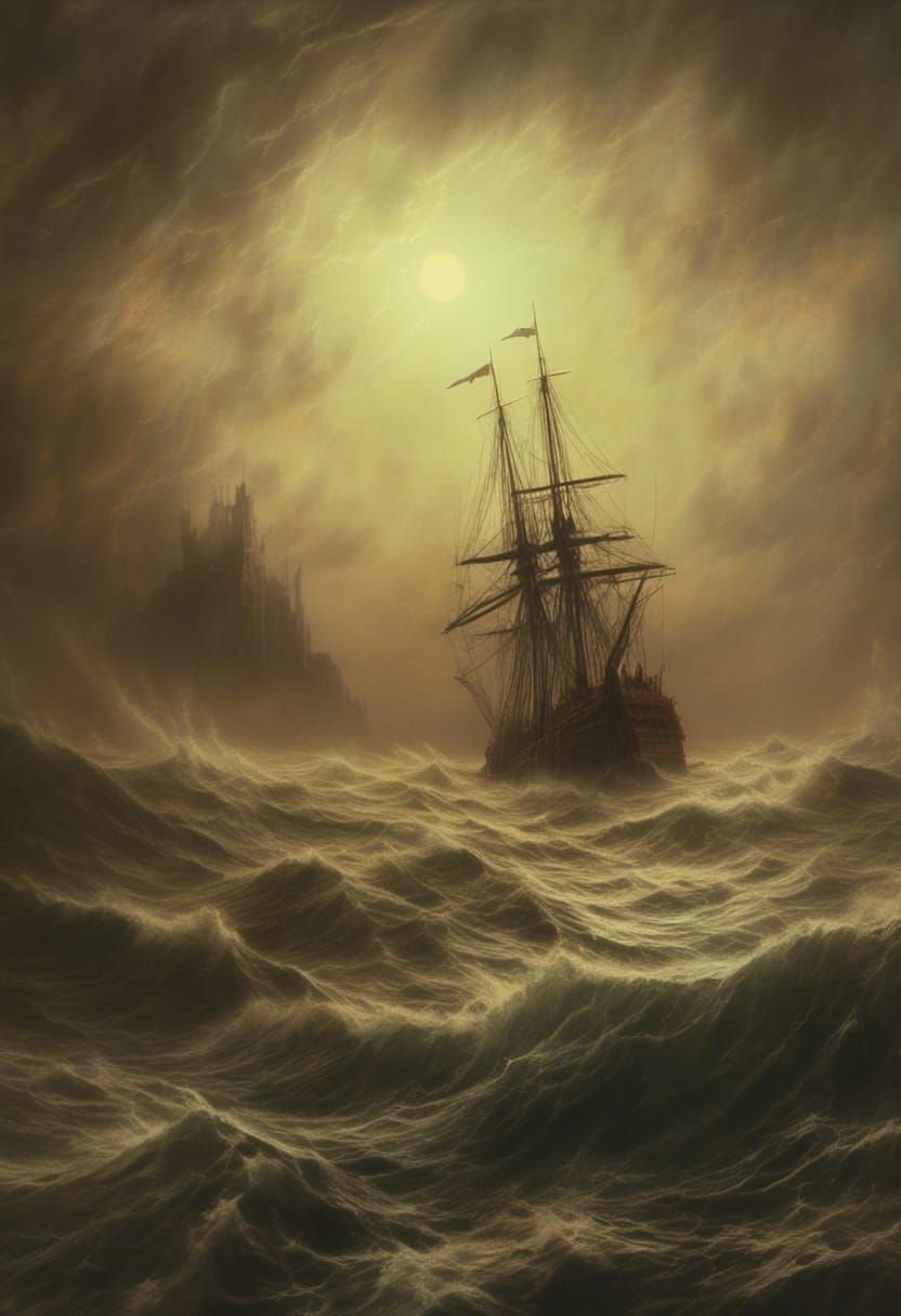 Ghost ship on haunted seas by Caspar David Friedrich, Zdzislaw ...