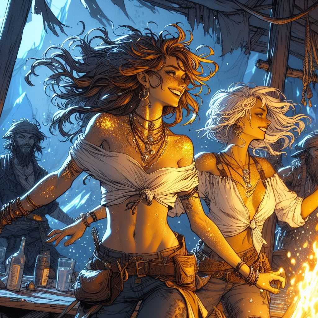 Dancing in Gold Glitter by the Fire