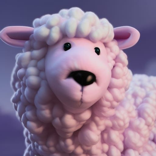 Cotton candy sheep, distinct lighting, detailed matte painti...