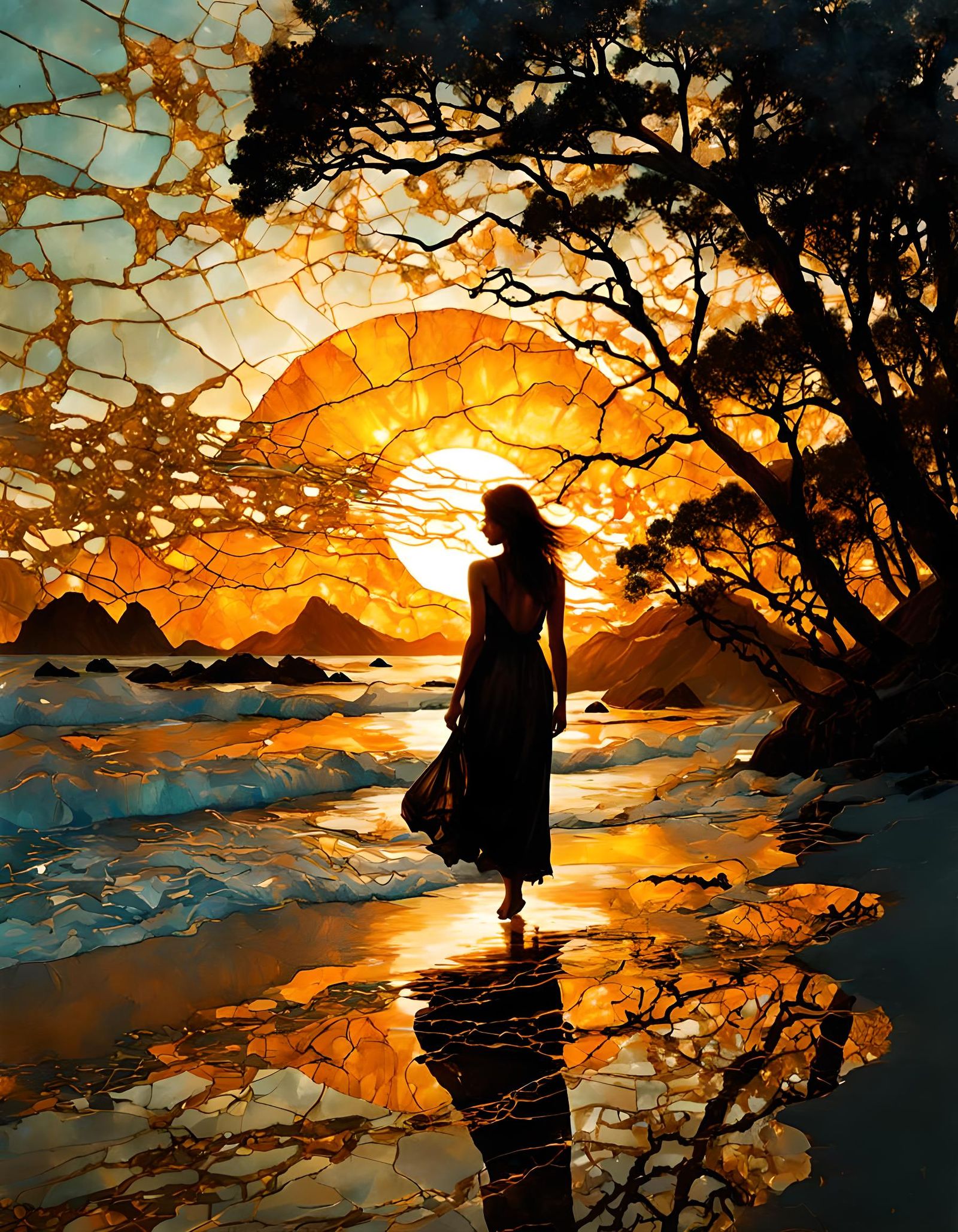 the sky cracks when dusk meets dawn  by @nana