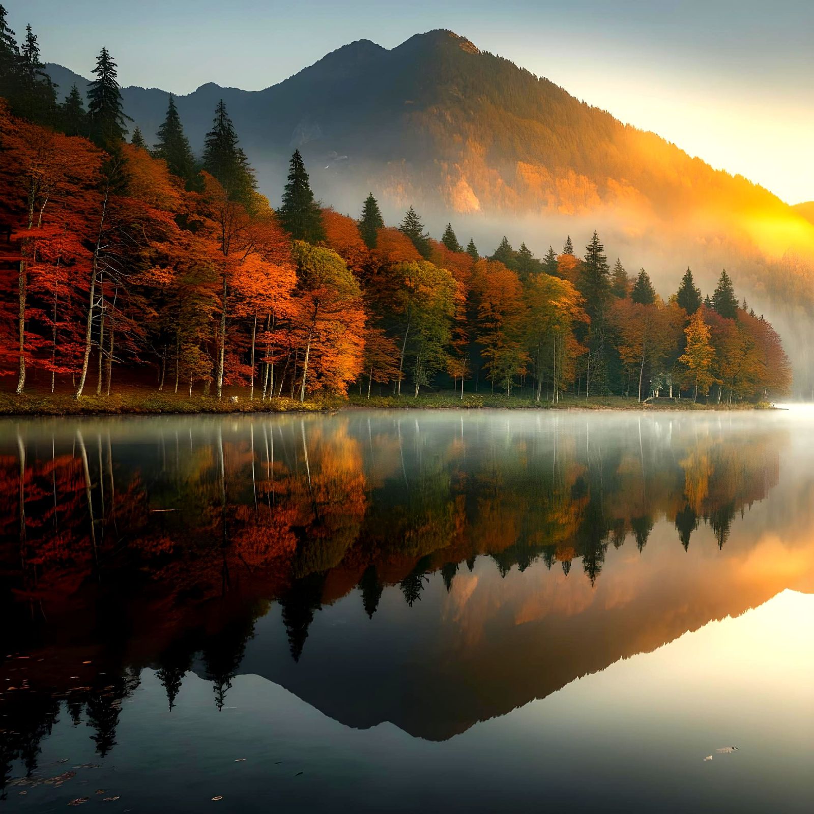 Misty Lake Sunrise