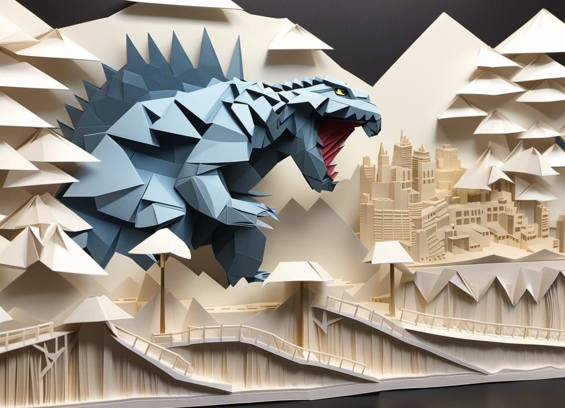 Godzilla attacks  by @CatFriend