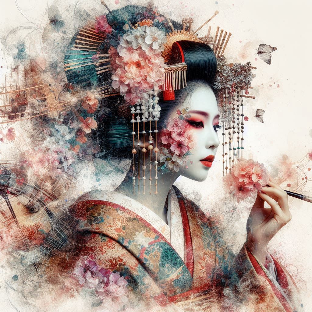 double exposure beautiful fantasy DALL-E 3 portrait landscap...