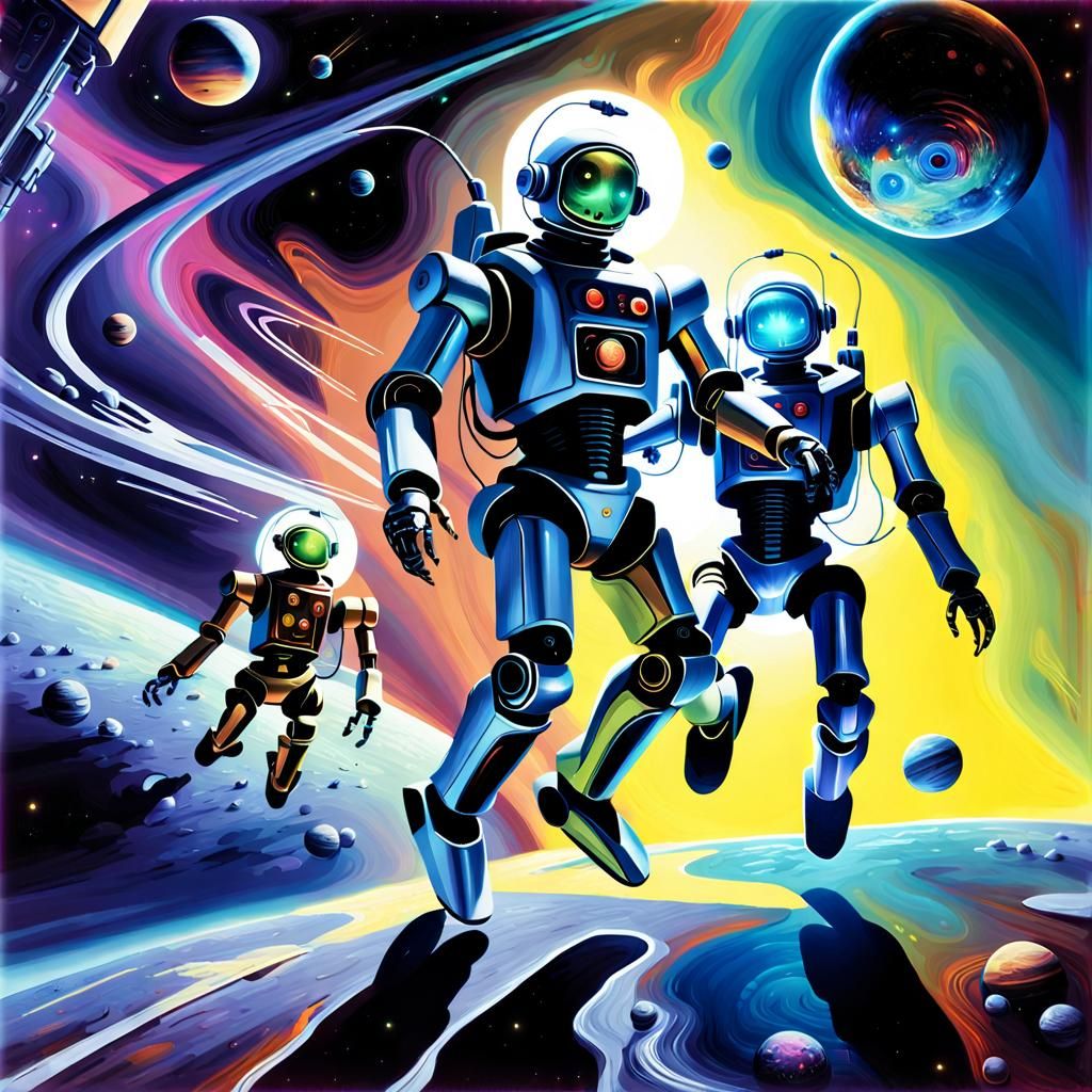 Robots and Aliens in Sci-Fi Space Battle