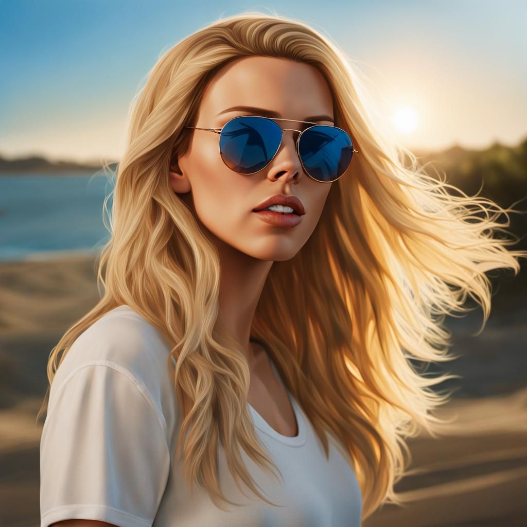 A photorealistic portrait of a 25-year-old Scarlett Johansso...