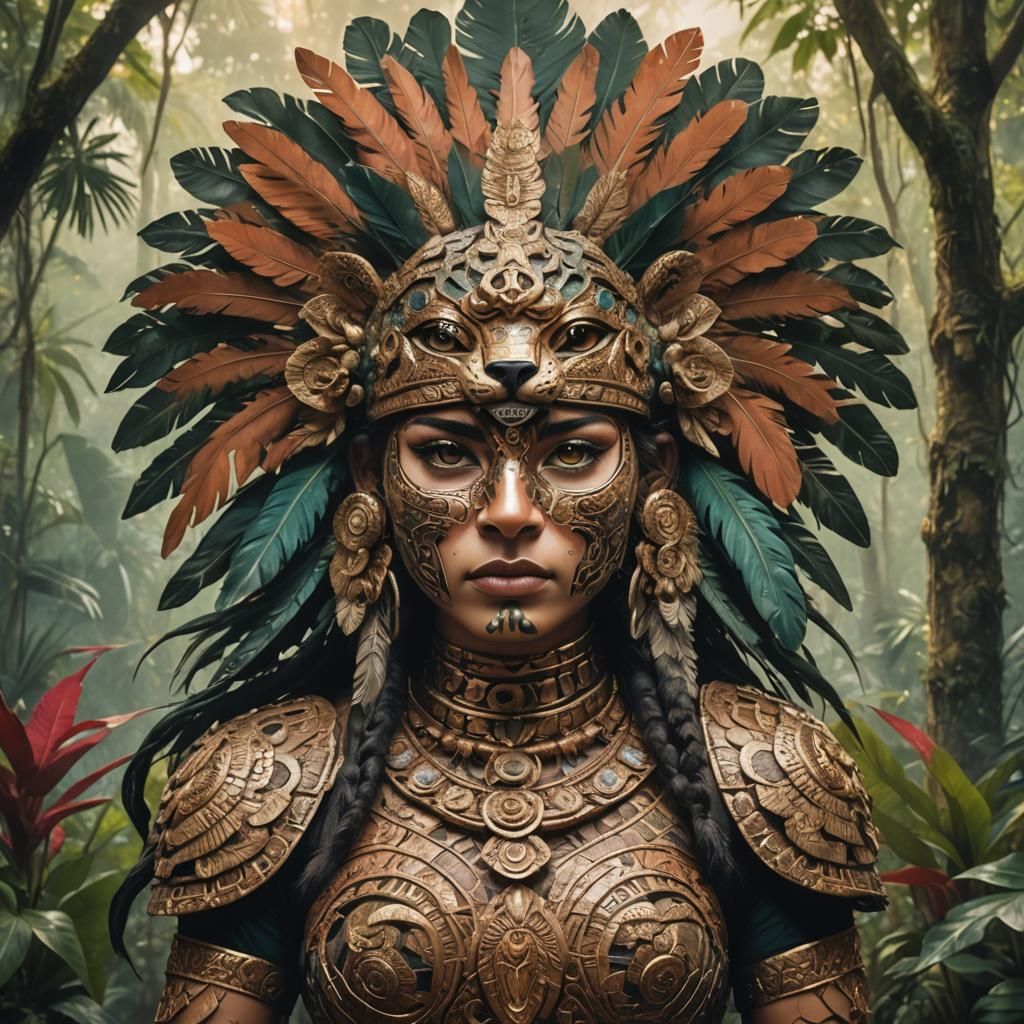 Mayan Jaguar warrior ready for battle 