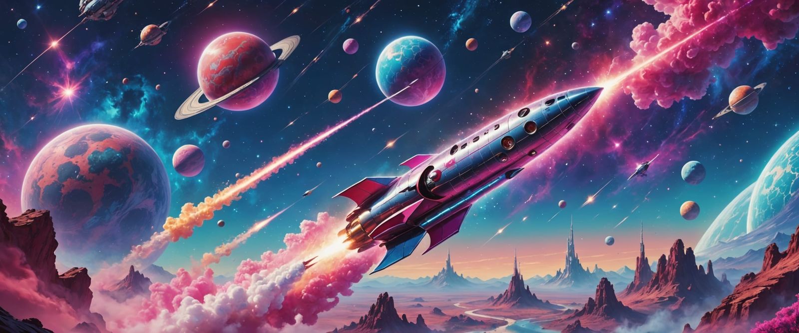 A retro-style rocket ship  by @Der Gute