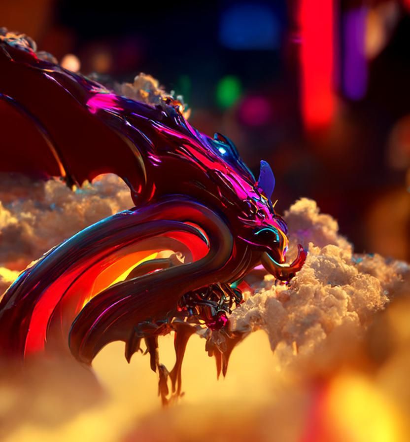 Extra large dragon red, black, flying vibrant colors Candyla...