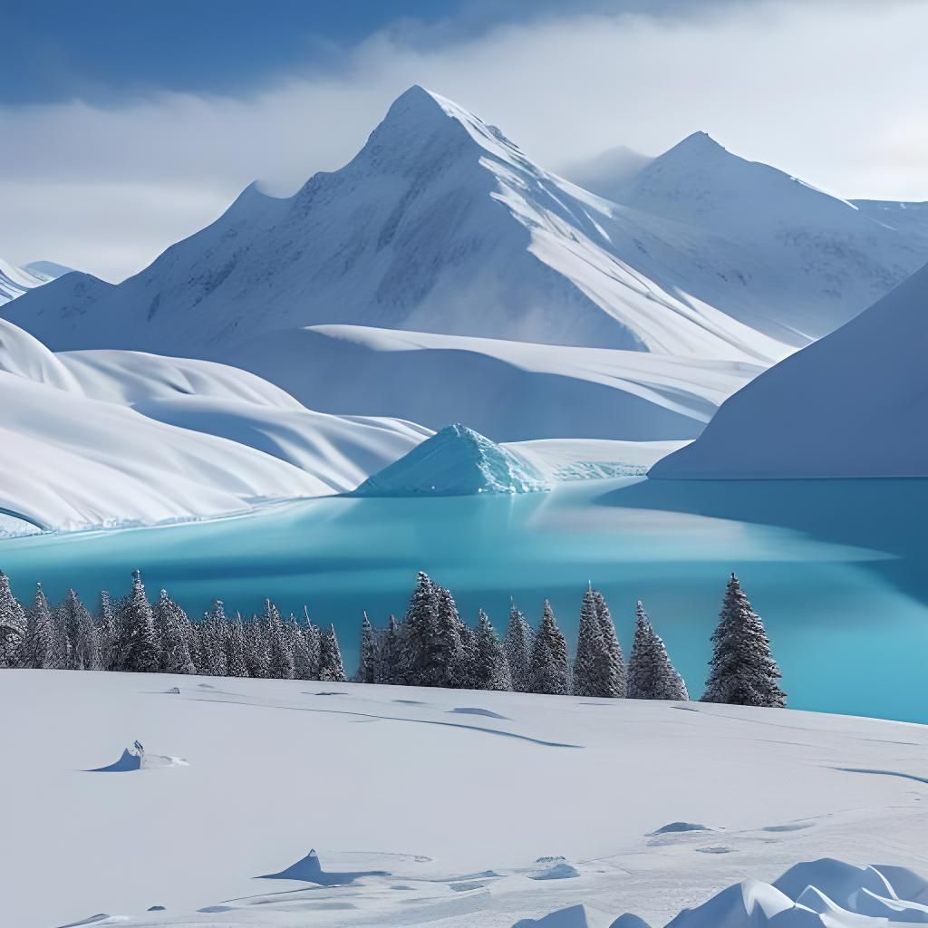 AI Generated Snowy Mountain Emoji Landscape