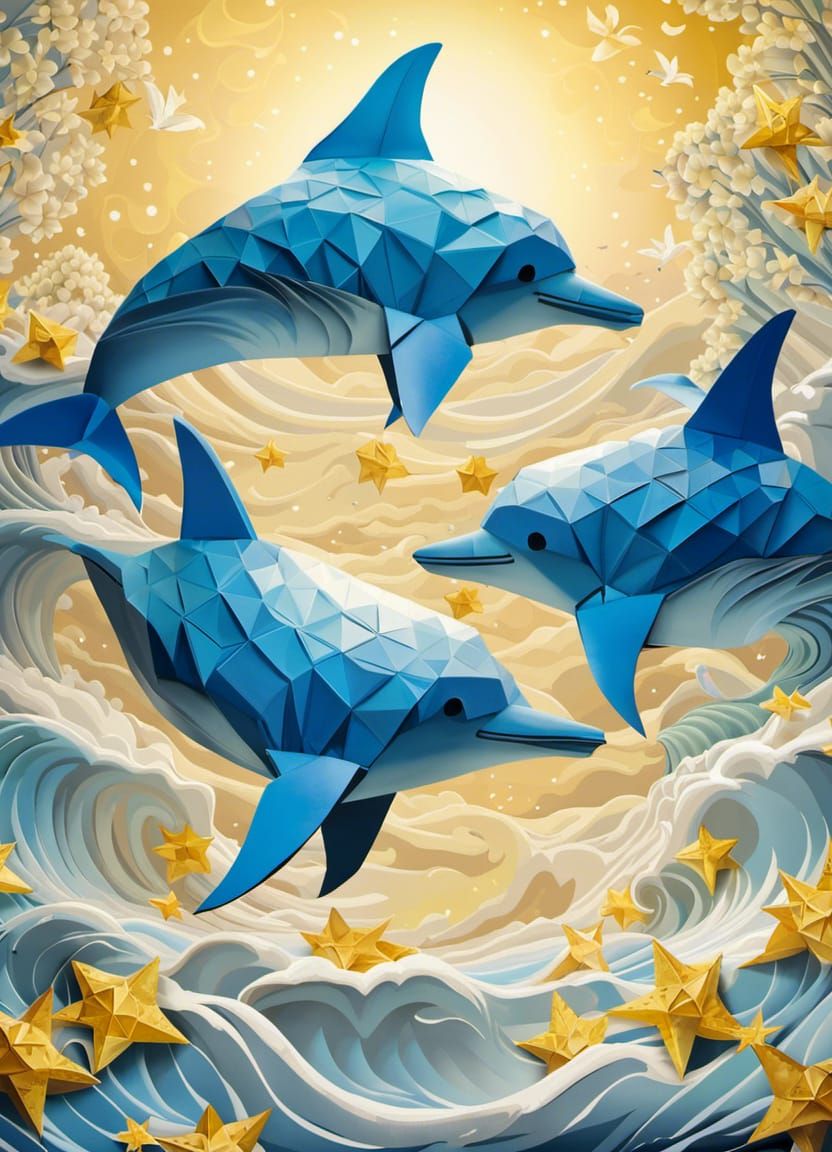 Origami dolphins in an ocean of stars  by @Sundollop