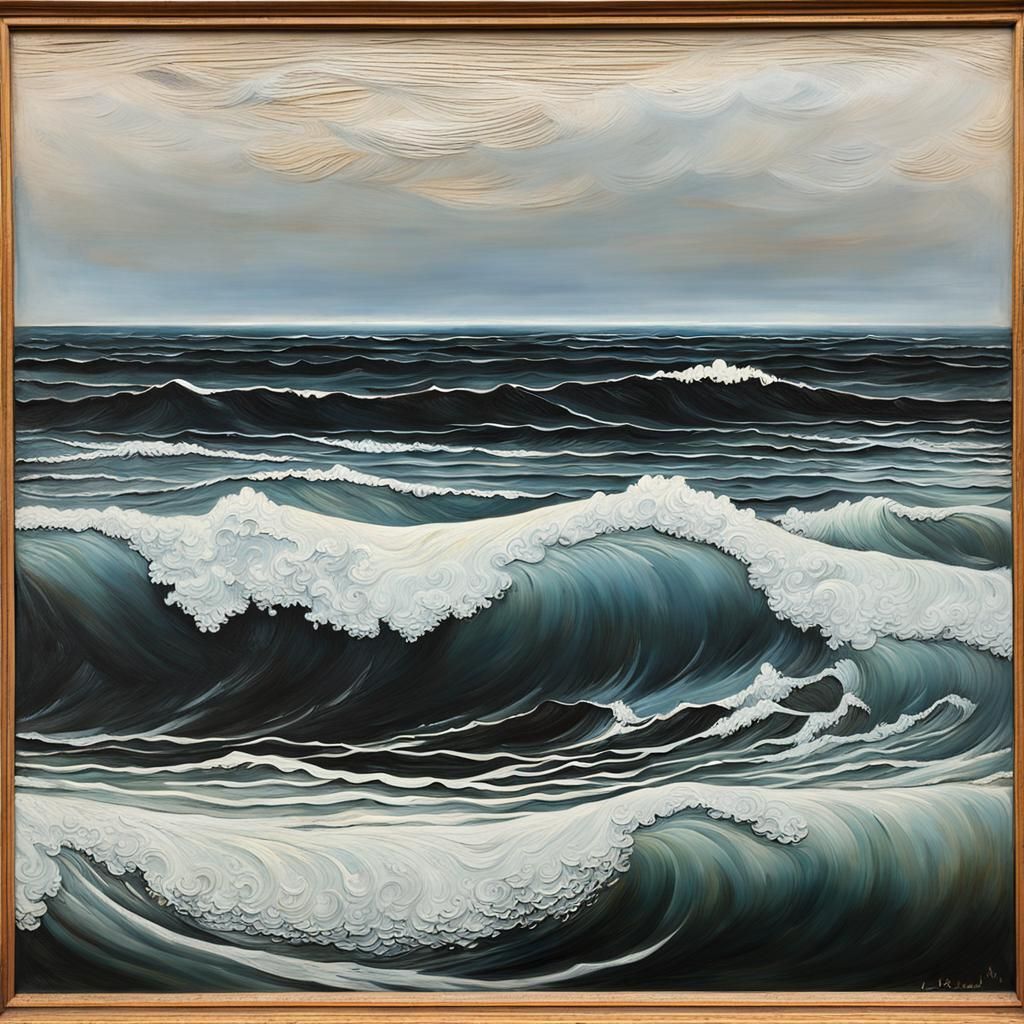 Ocean Waves in Nordic Dutch Painting Style