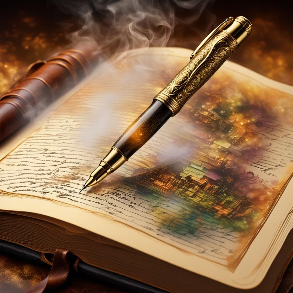 A perfect composition of a pen, which is on top of a book that has been written.  by @undefined