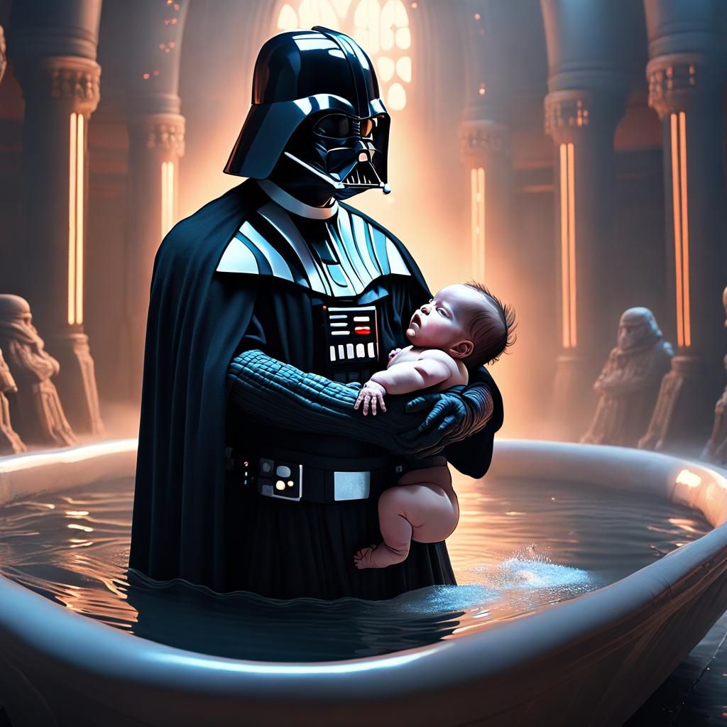 Darth Vader baptizing a baby