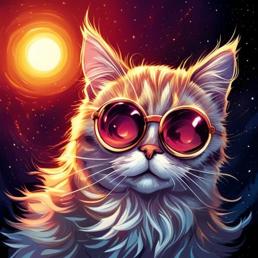 cat with Elton John sunglasses - AI Generated Artwork - NightCafe Creator