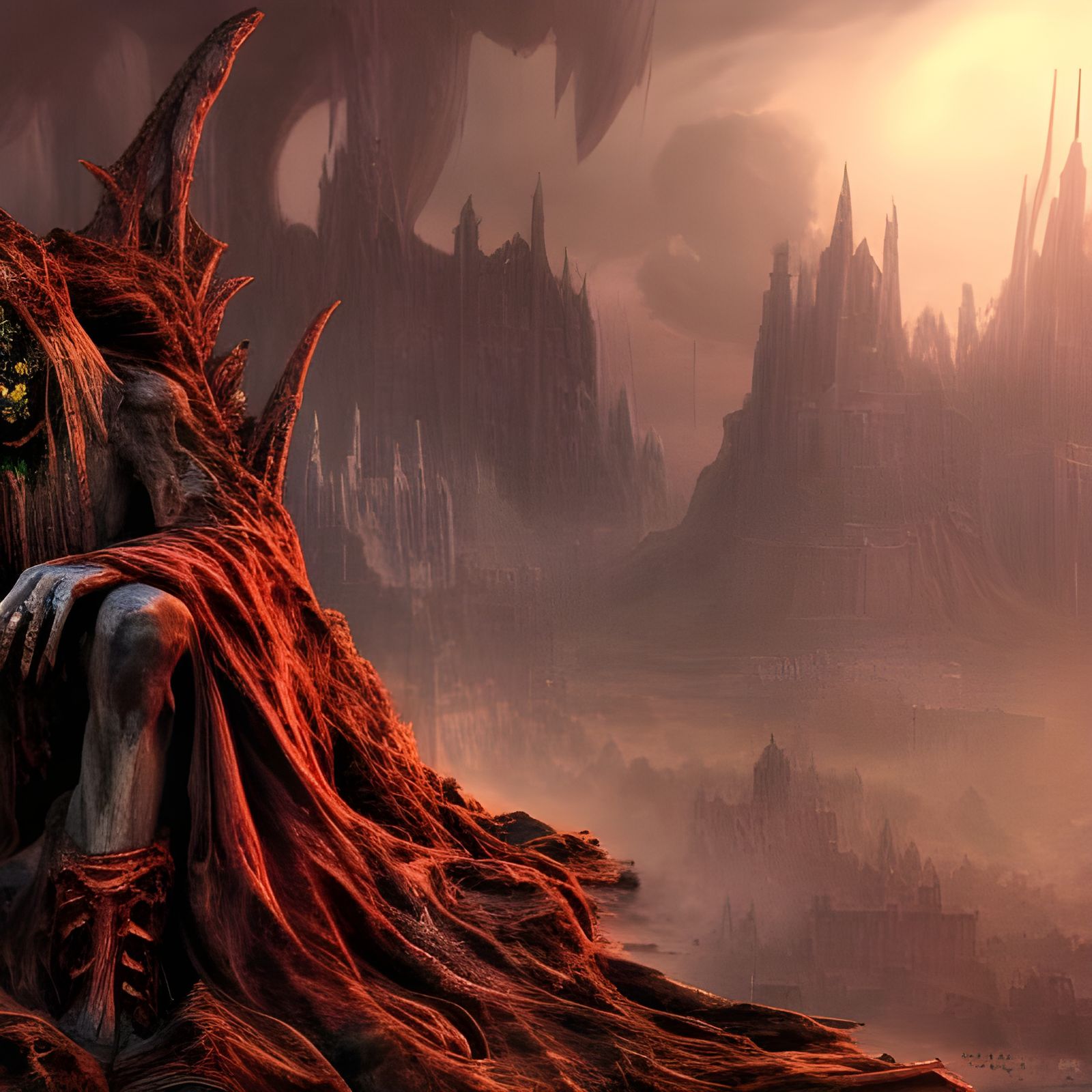 rotting zombie on skull throne