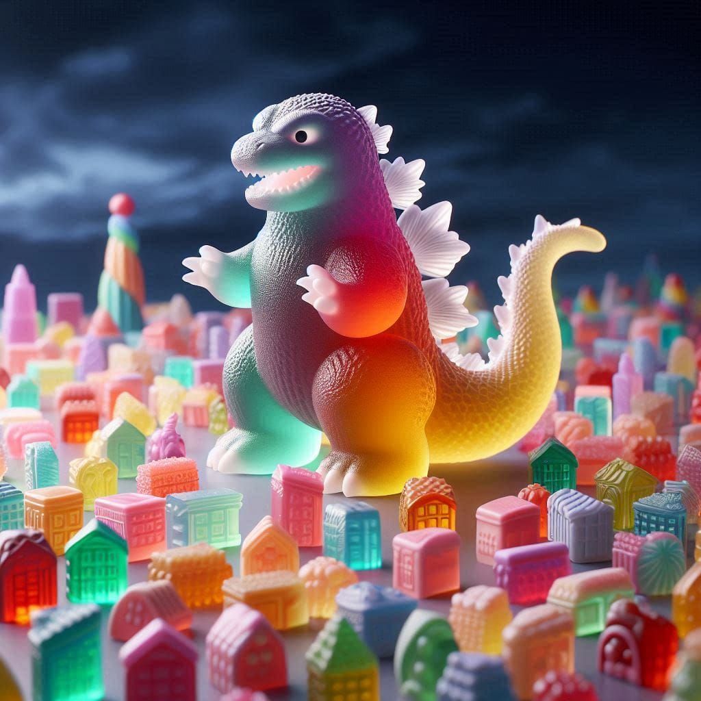 Gummy Godzilla OOPS Melted