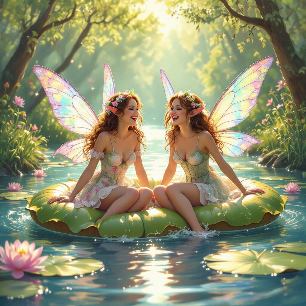How about a couple of lesbian fairies enjoying a nice day tobogganing on the river