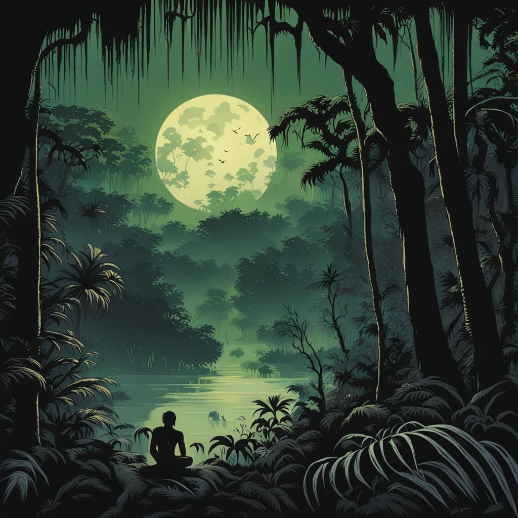 occupies the entire page and depicts the jungle backdrop wit...