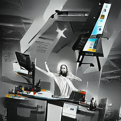 My standing desk reaches all the way to heaven and I see Jes...