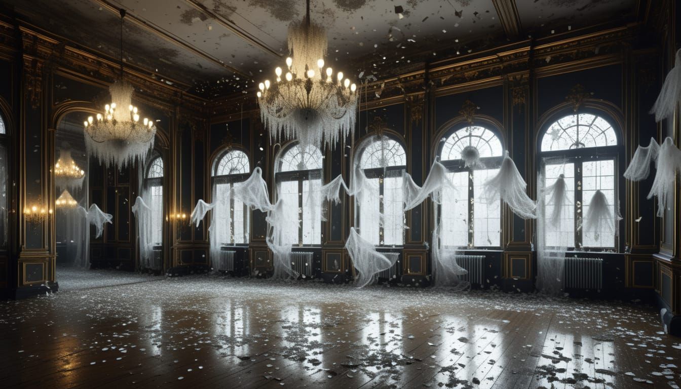 Midnight Waltz of the Forgotten | Spectral Silhouettes & Gilded Ghosts (Juggernaut XI + Clarity Upscale 35%)