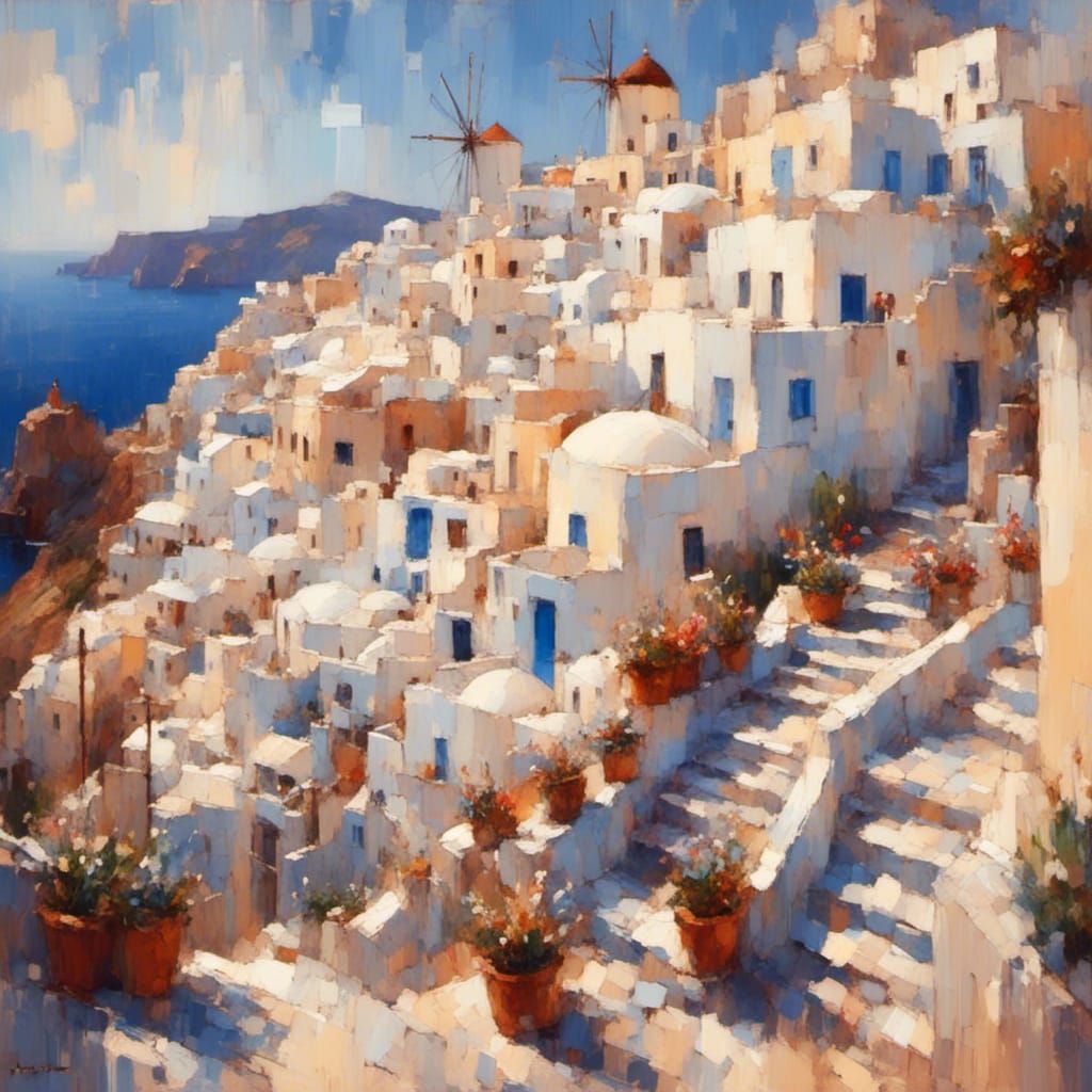 Vacation in Santorini <lora:GestureCraft:1.0>