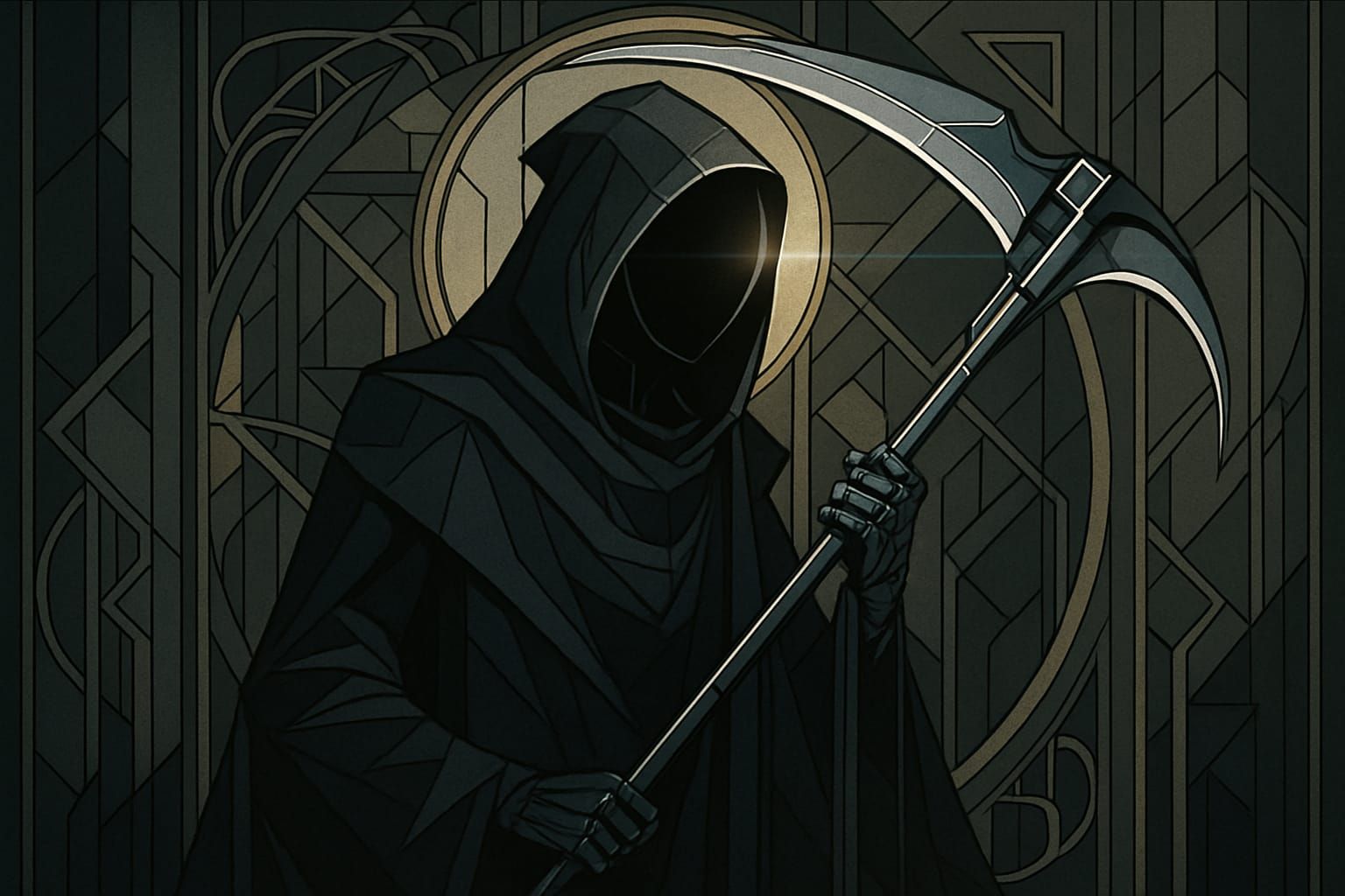 Cyberpunk Art Deco Grim Reaper