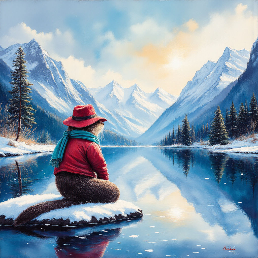 Otter Sitting on Lake