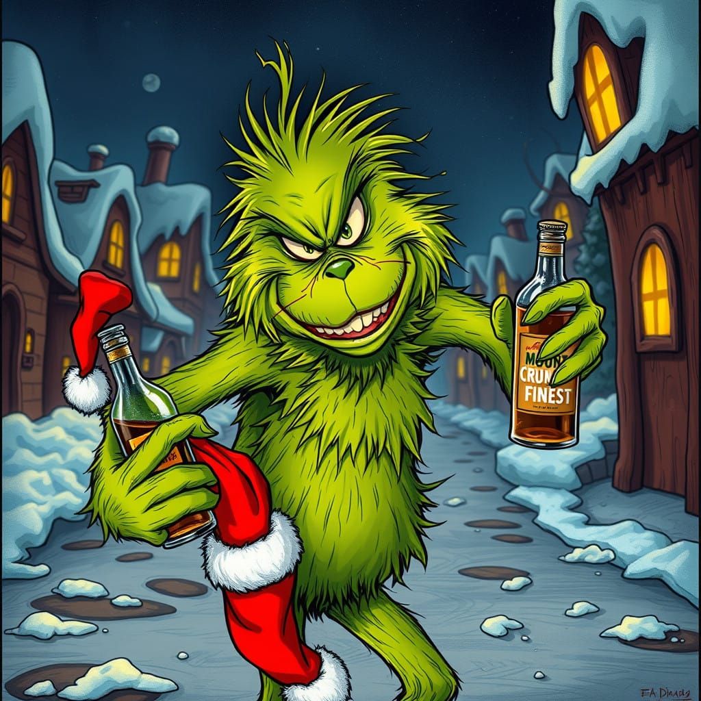 Disheveled Grinch Stumbles Through Whoville in Whimsical Car...