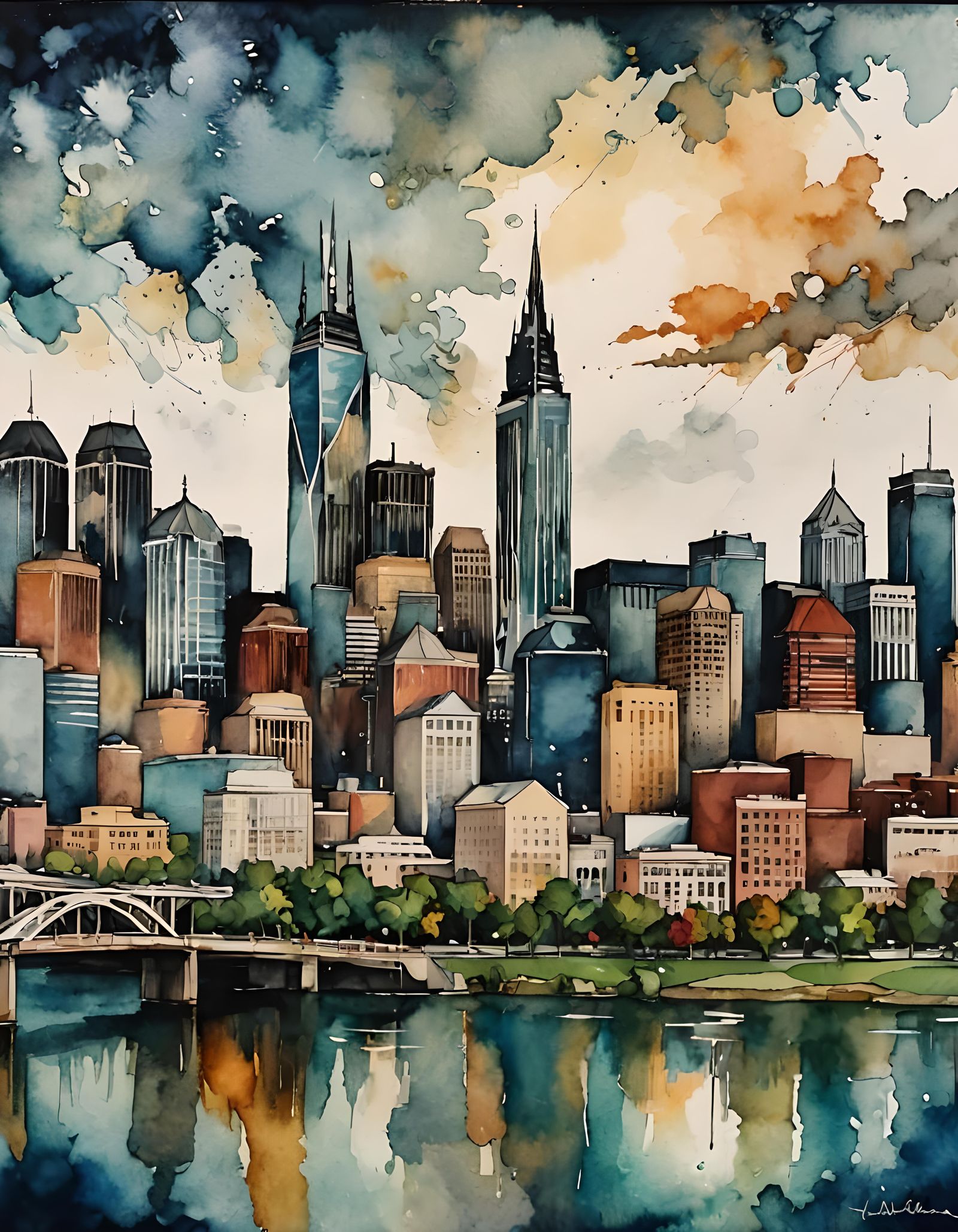 NASHVILLE TENNESSEE SKYLINE ART 7