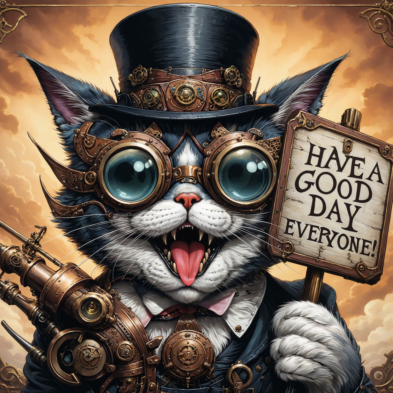 Crazy steampunk cat