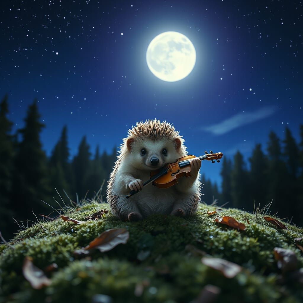 Hedgehog playing violin  by @chorven