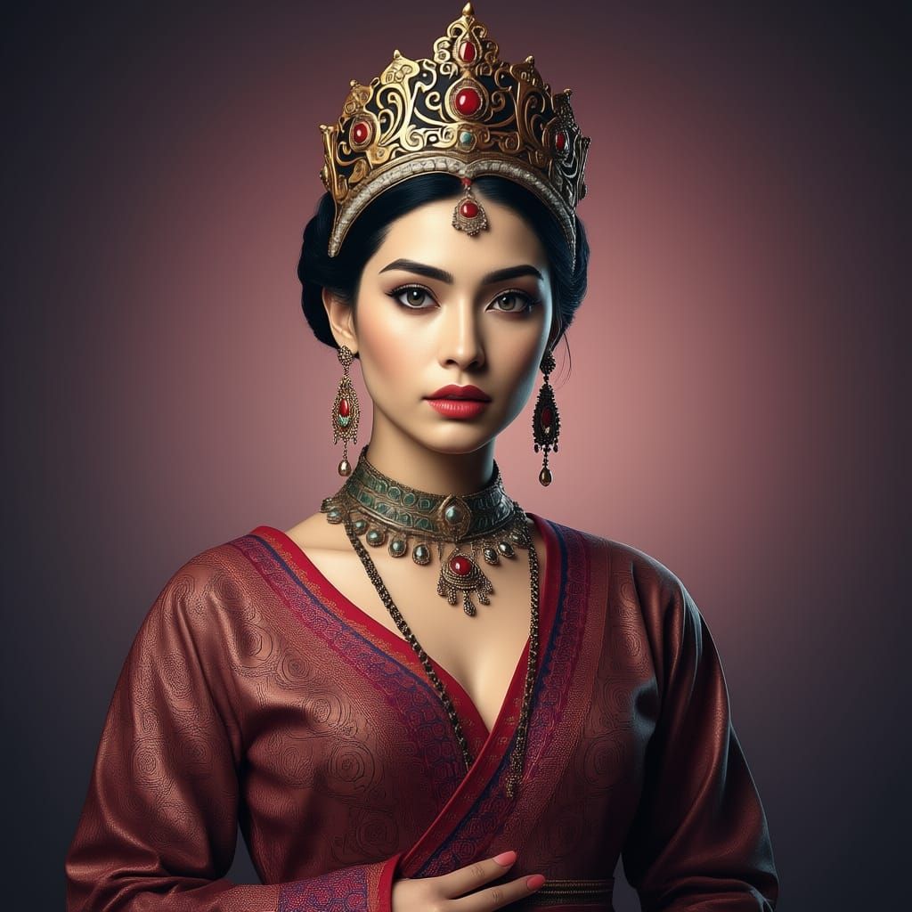 Regal Woman Portrait with Dynamic Lighting