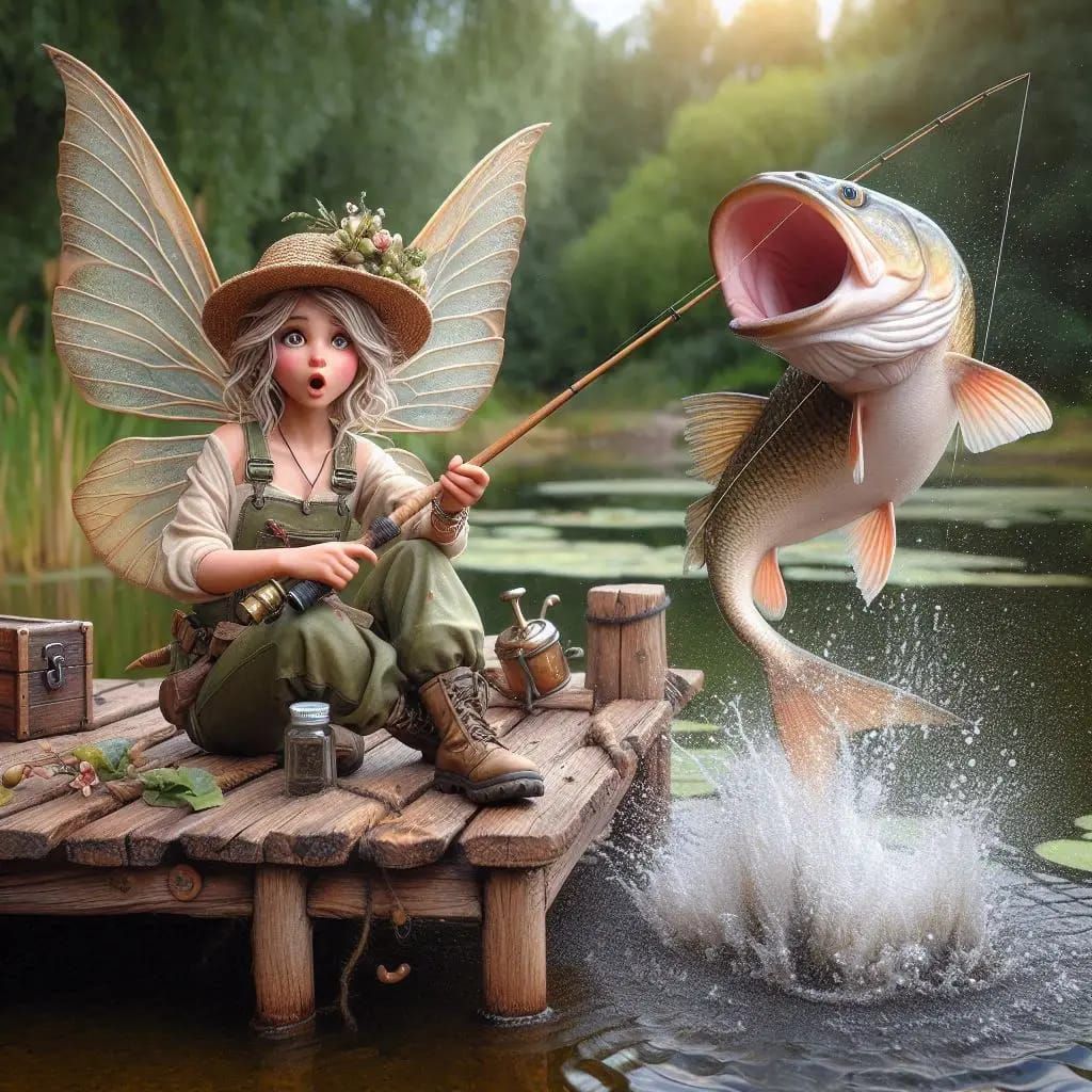 Surprised Fairy fishing