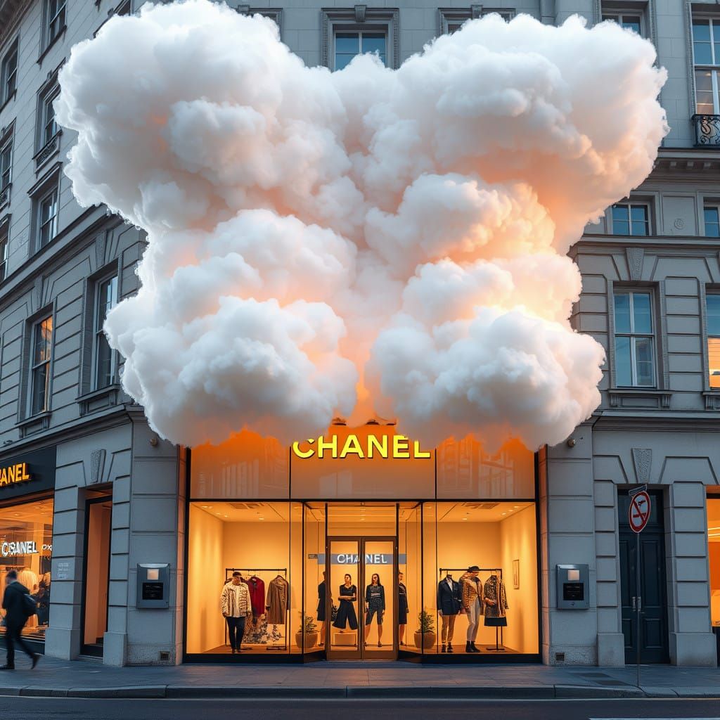 Chanel Store Facade Under Soft Evening Lighting