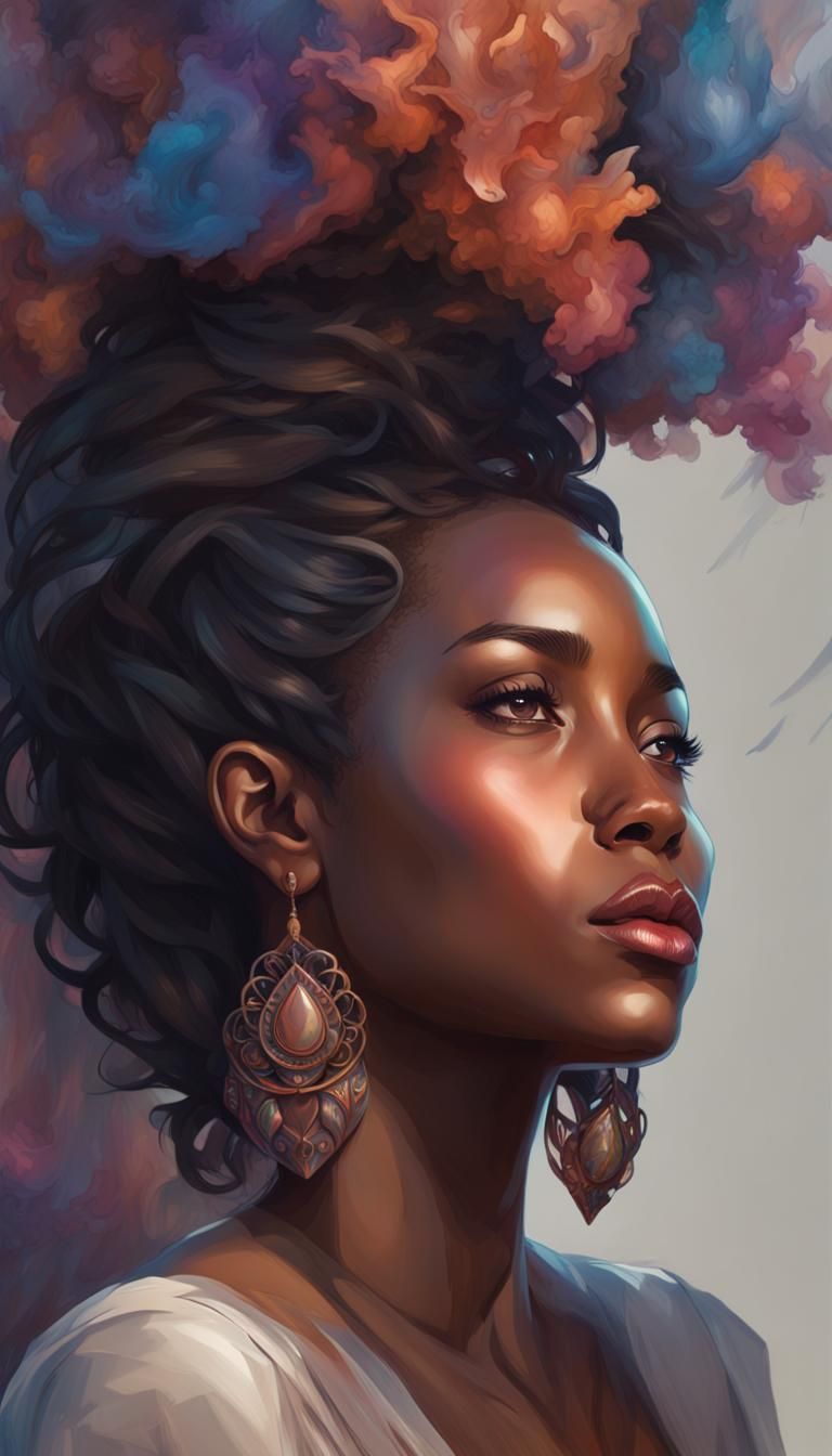 Beautiful tall black woman introspective feminine nurturing loving ...