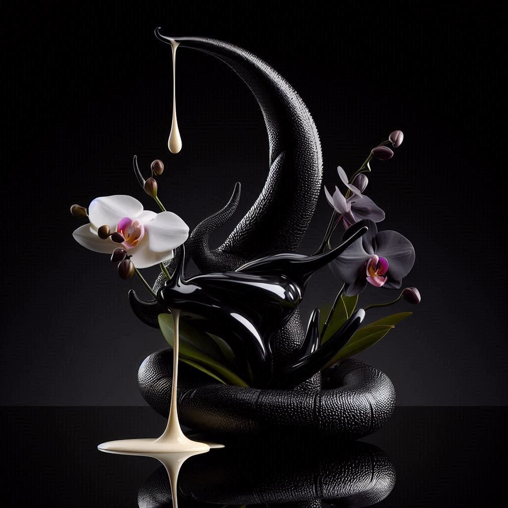 Black orchid sculpture