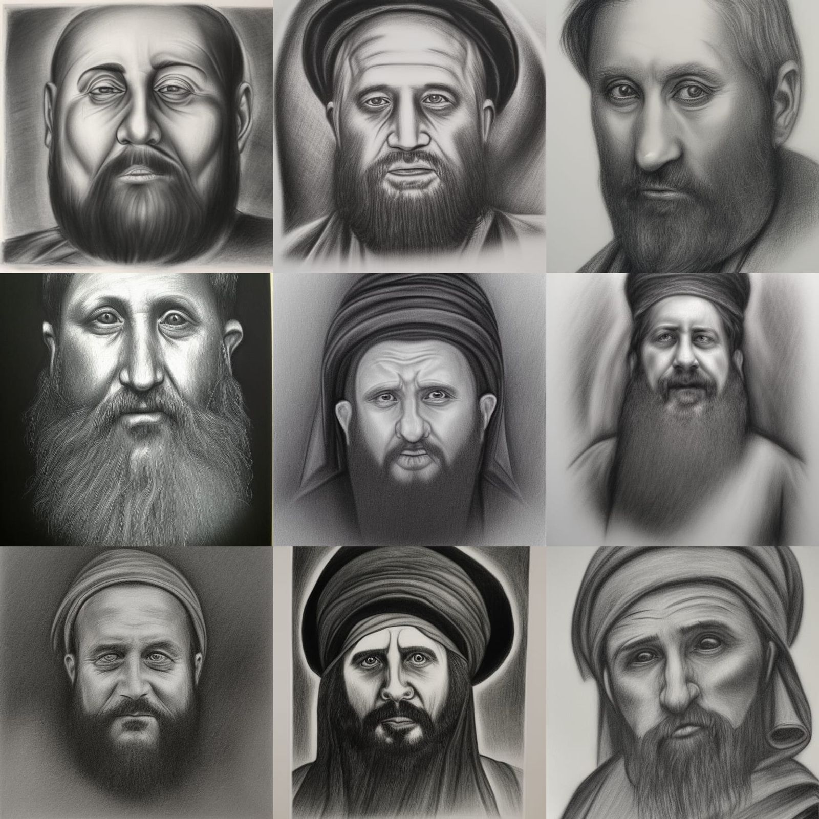 orthodox jew middle aged male hyperdetailed charcoal drawing AI