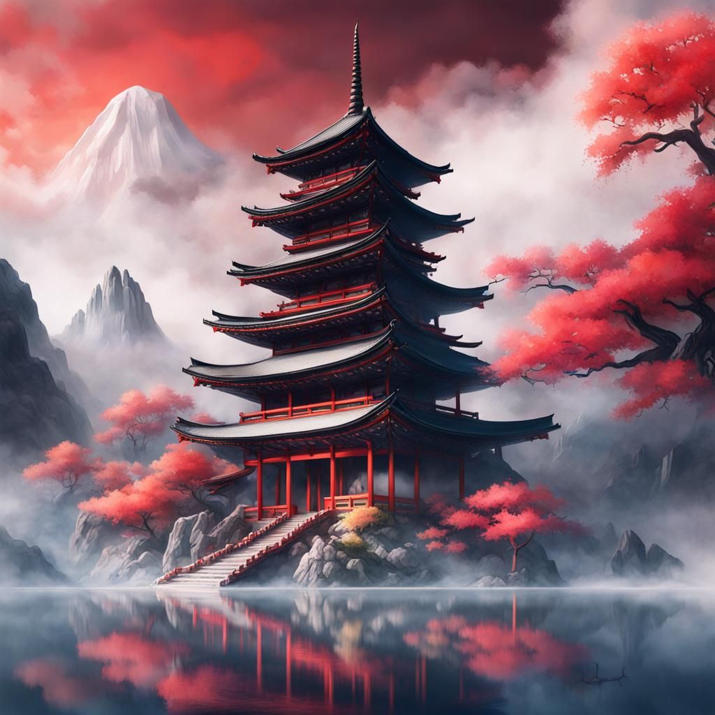 Temple and mist  by @Livia