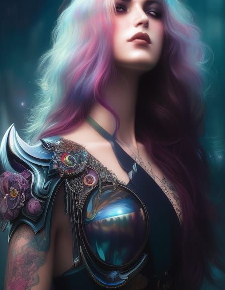 Gothic Vampire Portrait in Vaporwave Style