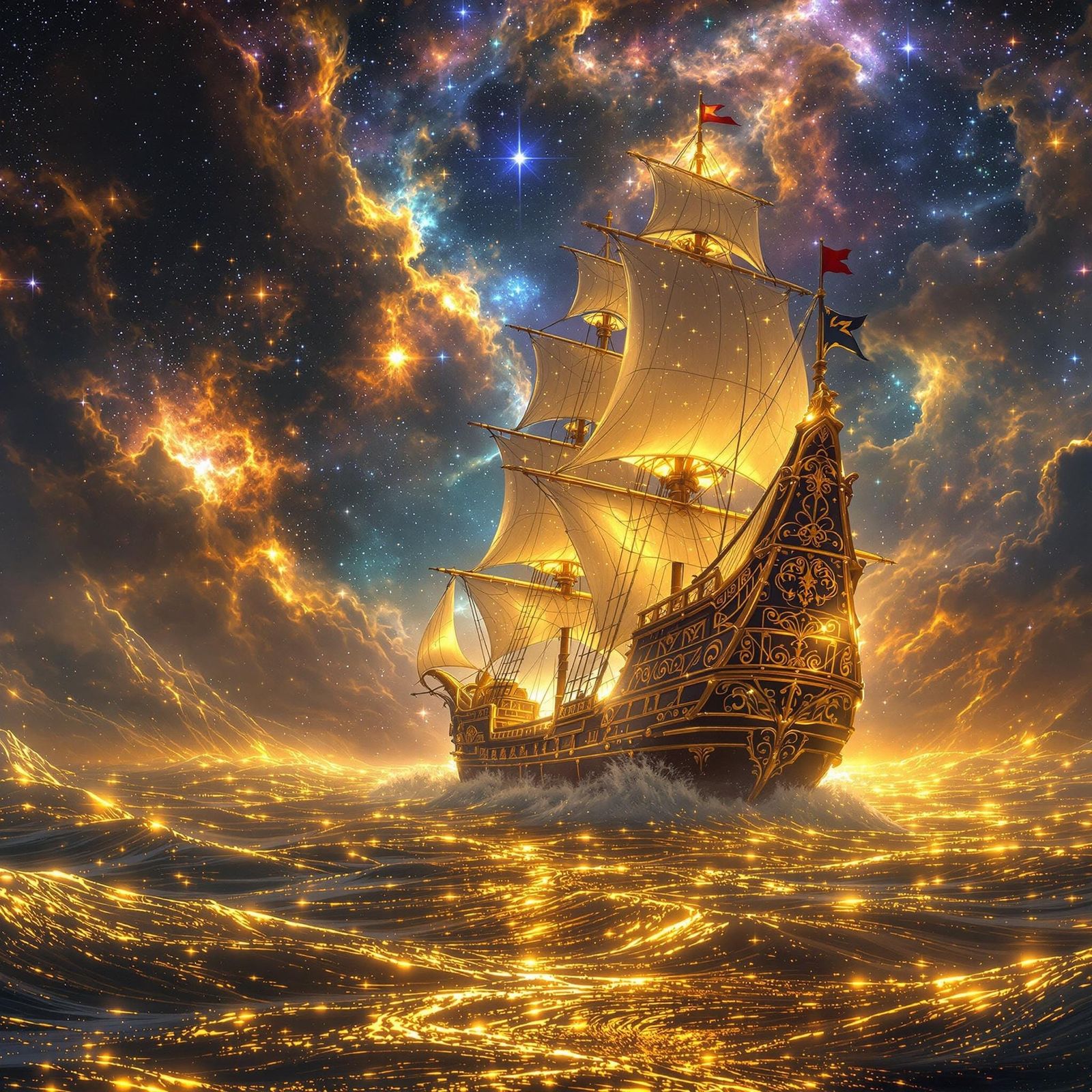 Cosmic Exploration:Sailing Dreams Under the Mysterious Starry Sky  by @Richcruise Liu