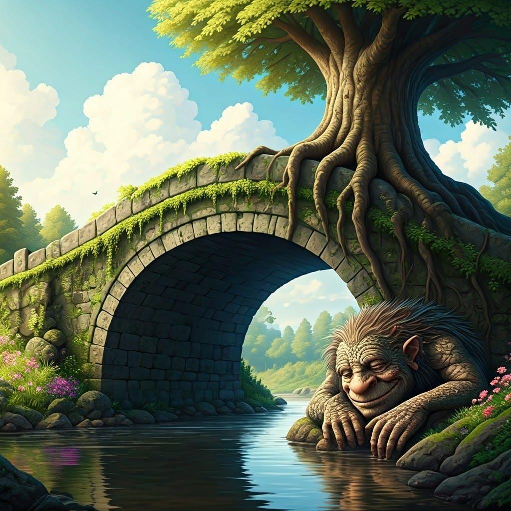 Ancient bridge with it's troll - Ancient bridge with it's tr...