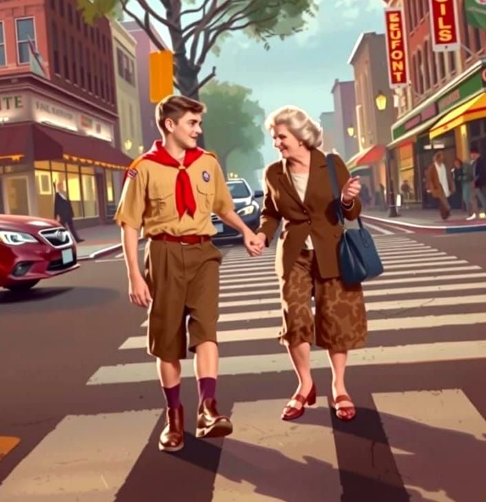 A Boy Scout Earning a Merit Badge