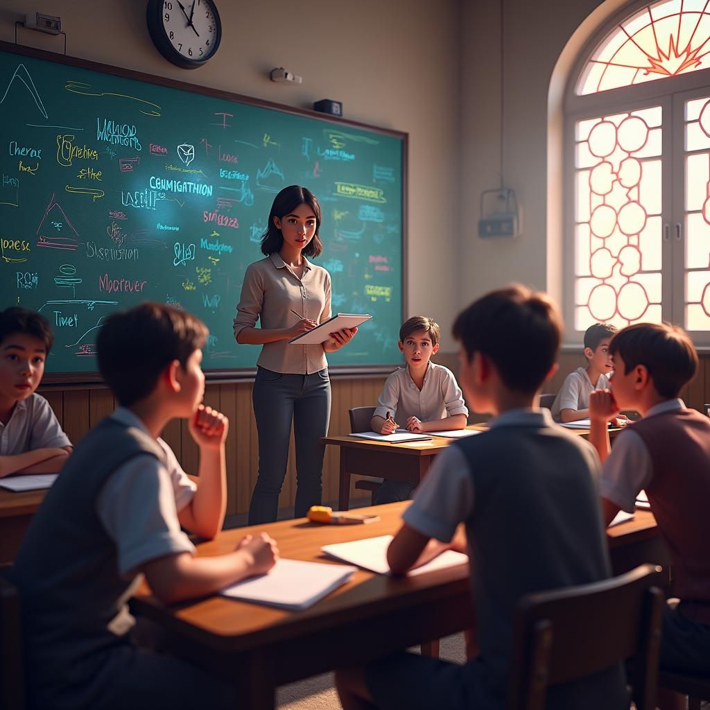 Inquisitive Students in High-Tech Classroom, Unreal Engine 5