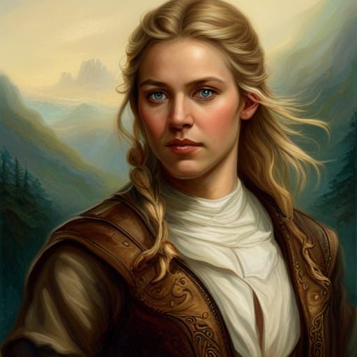 Blonde Hunter Portrait in Ethereal Fantasy Style