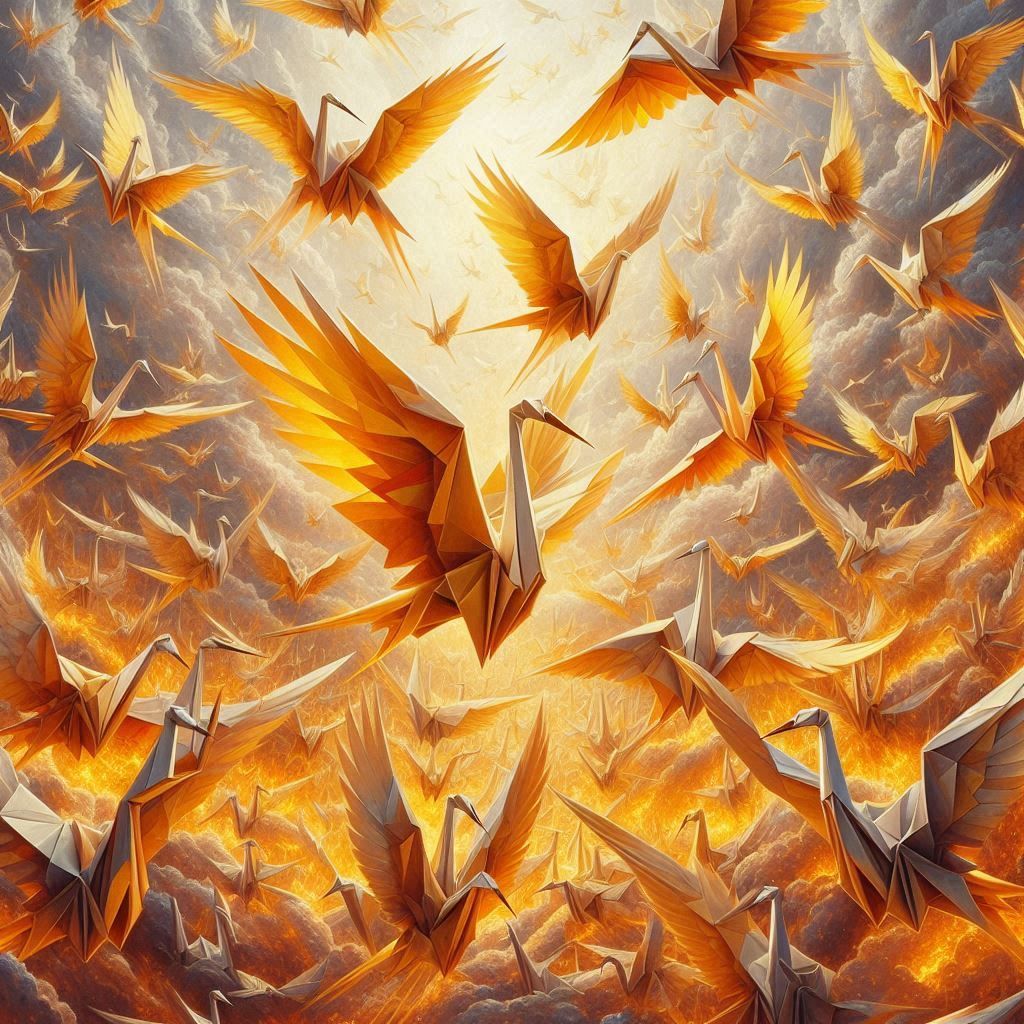 100 Origami Golden Cranes