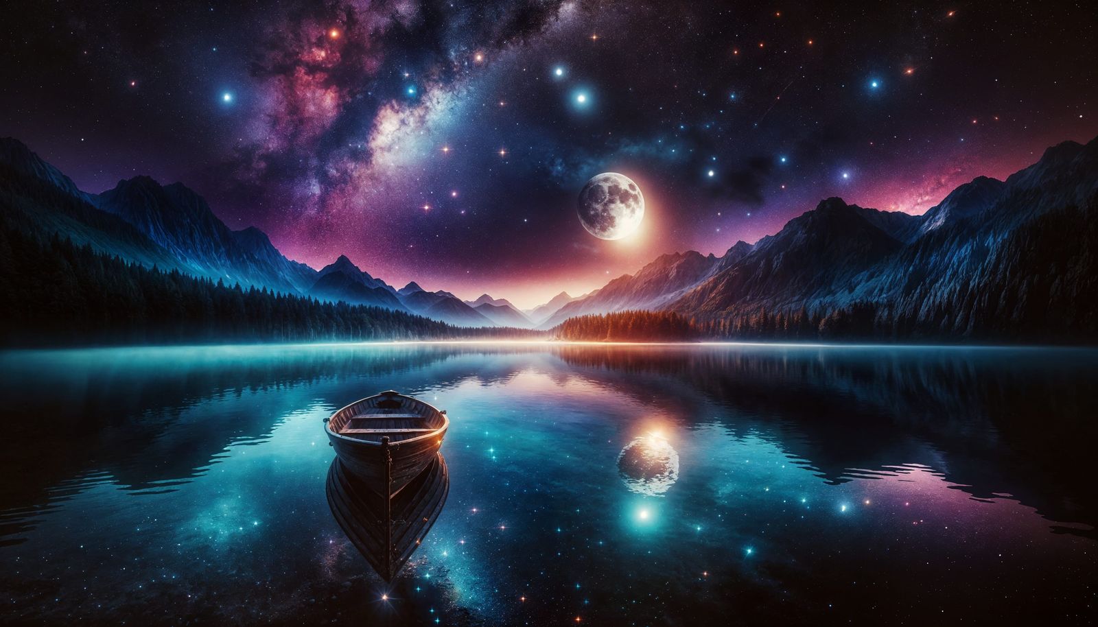 Celestial Nighttime Lake  by @GamerFanatic