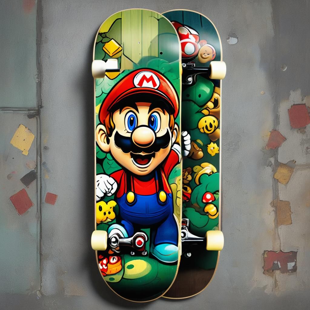 Super Mario Customized skateboard - AI Generated Artwork - NightCafe ...